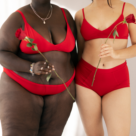 Two Models wearing the new Red undies
