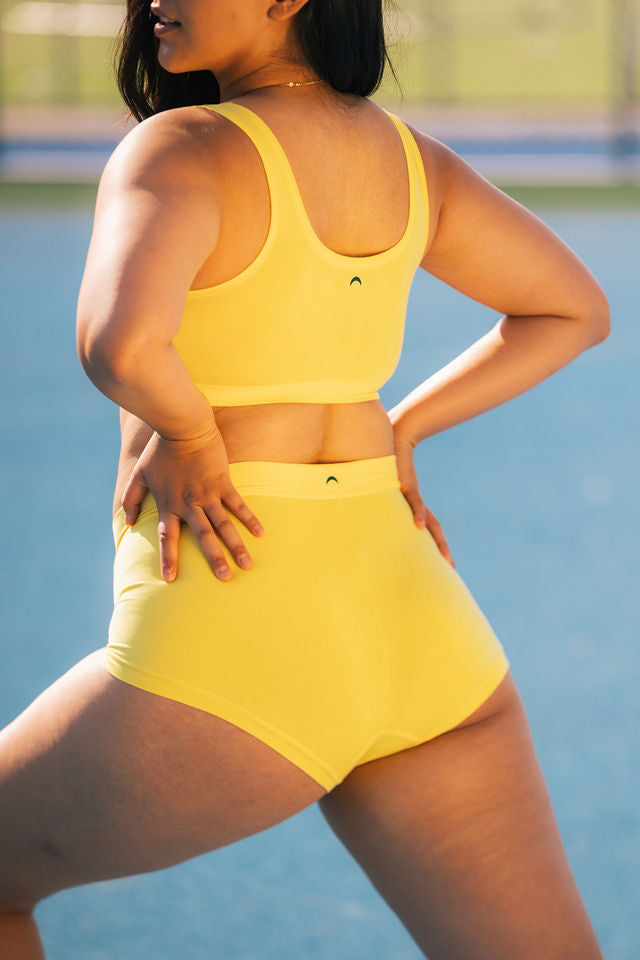 All Star Yellow | Model is wearing size L undie & M bra
