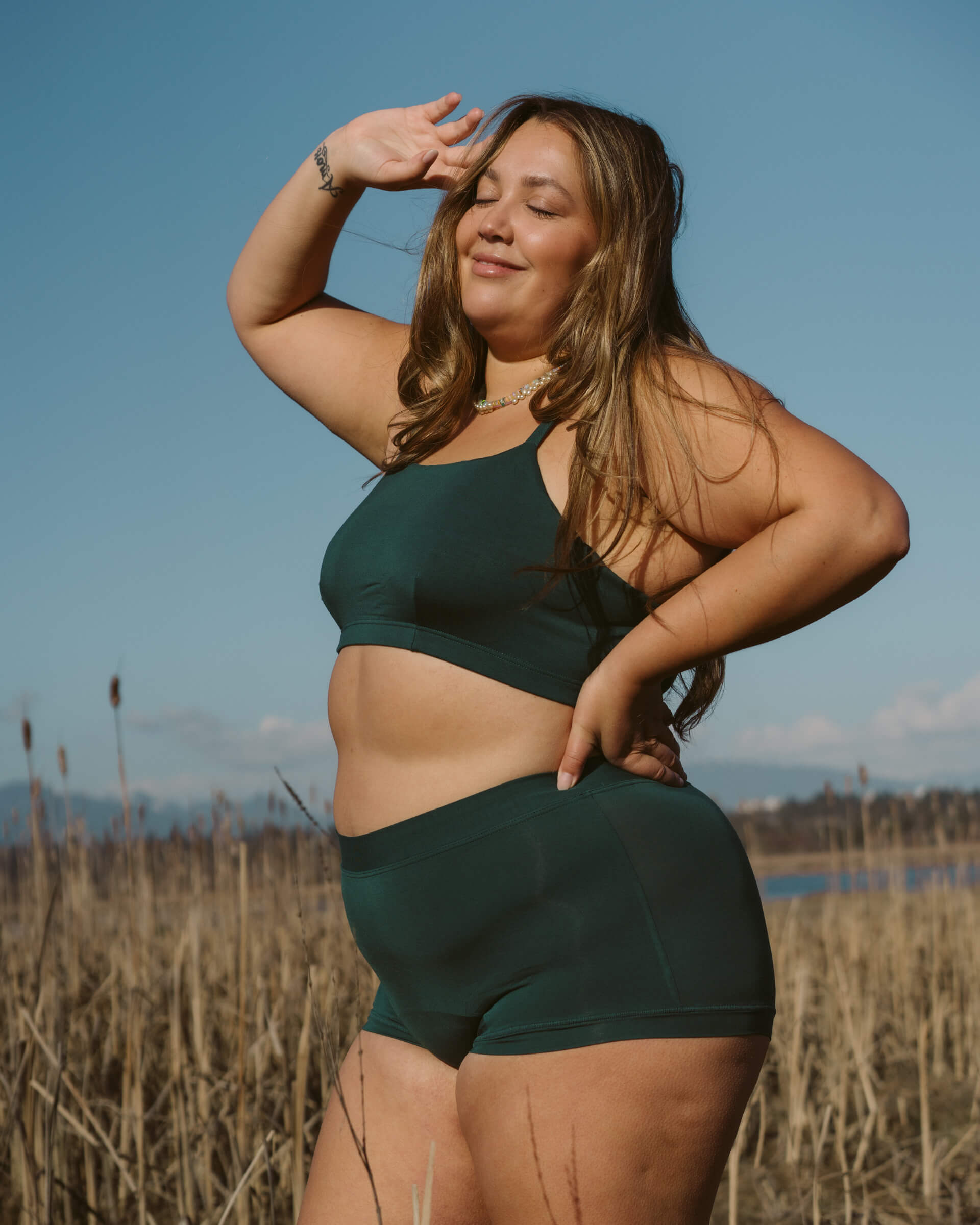 Green | Model is wearing size 2XL with Boxer