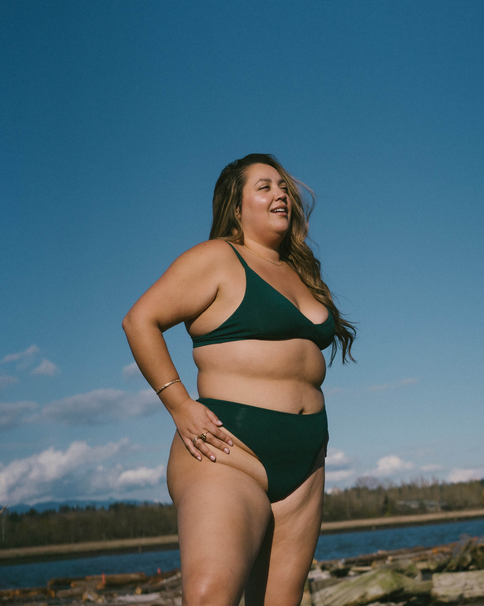 Green | Model is wearing size 2XL with High Rise Thong