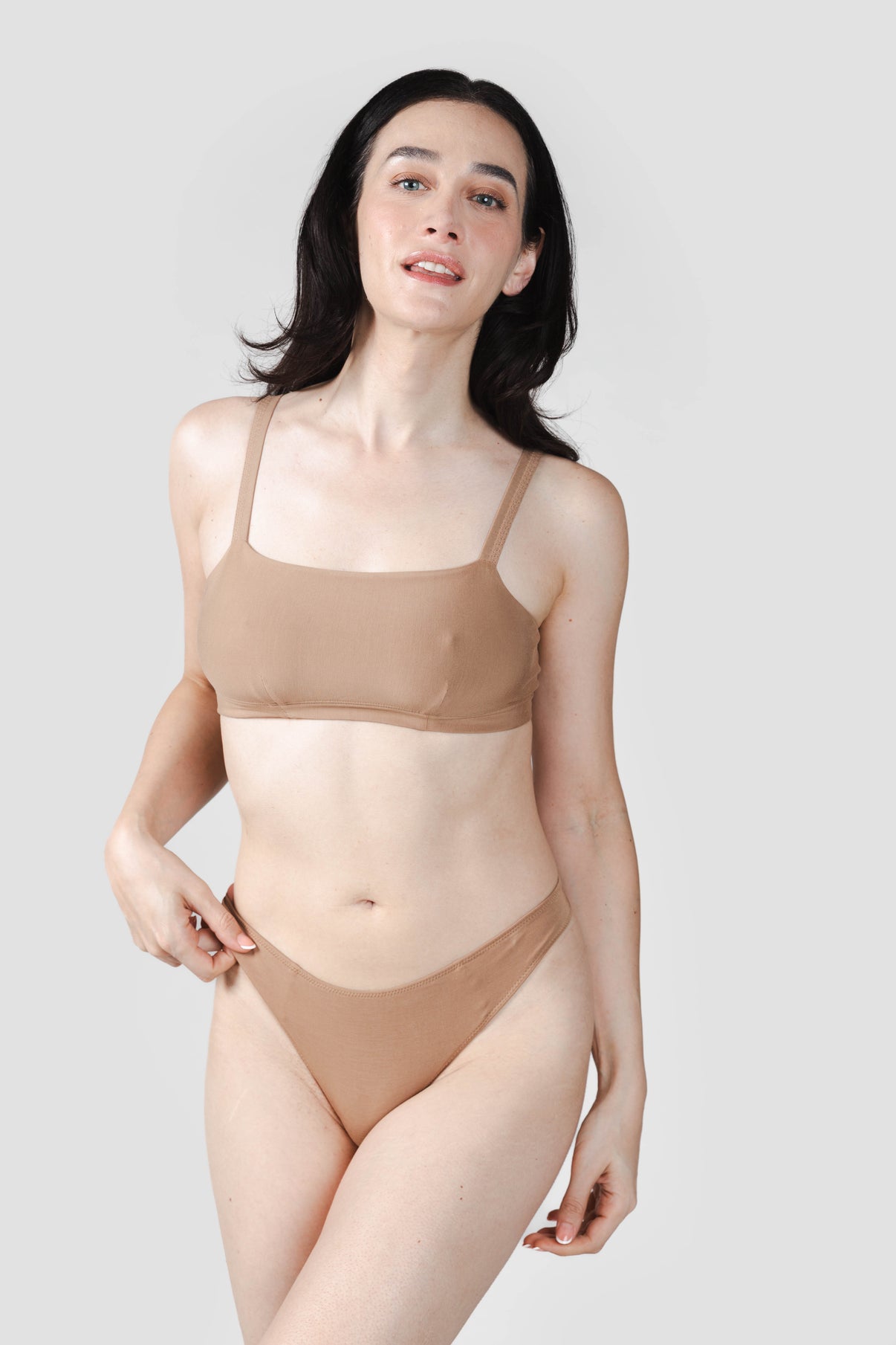Tan | Model is wearing size M