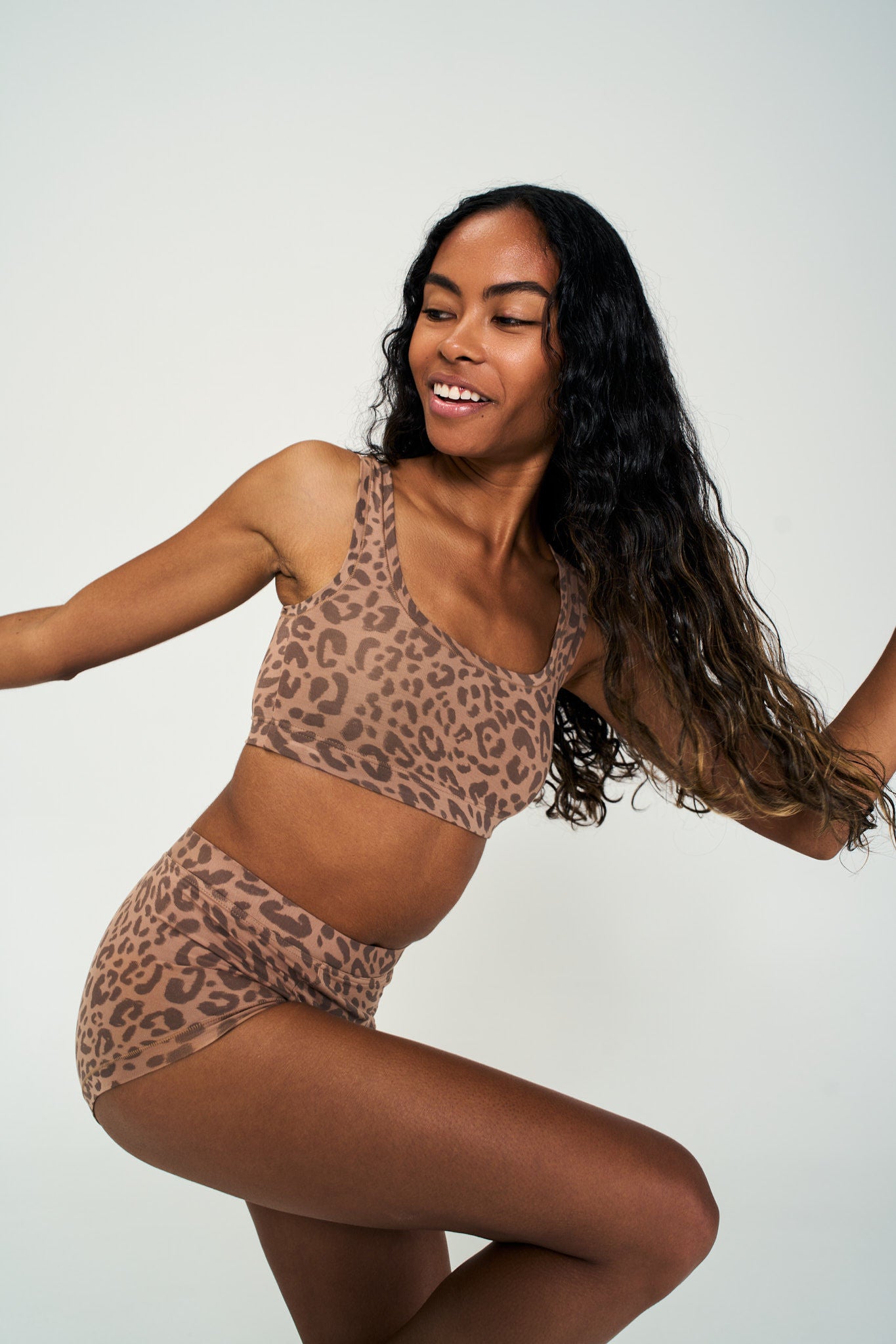 Leopard Tan | Model is wearing size XS bra & XS undie