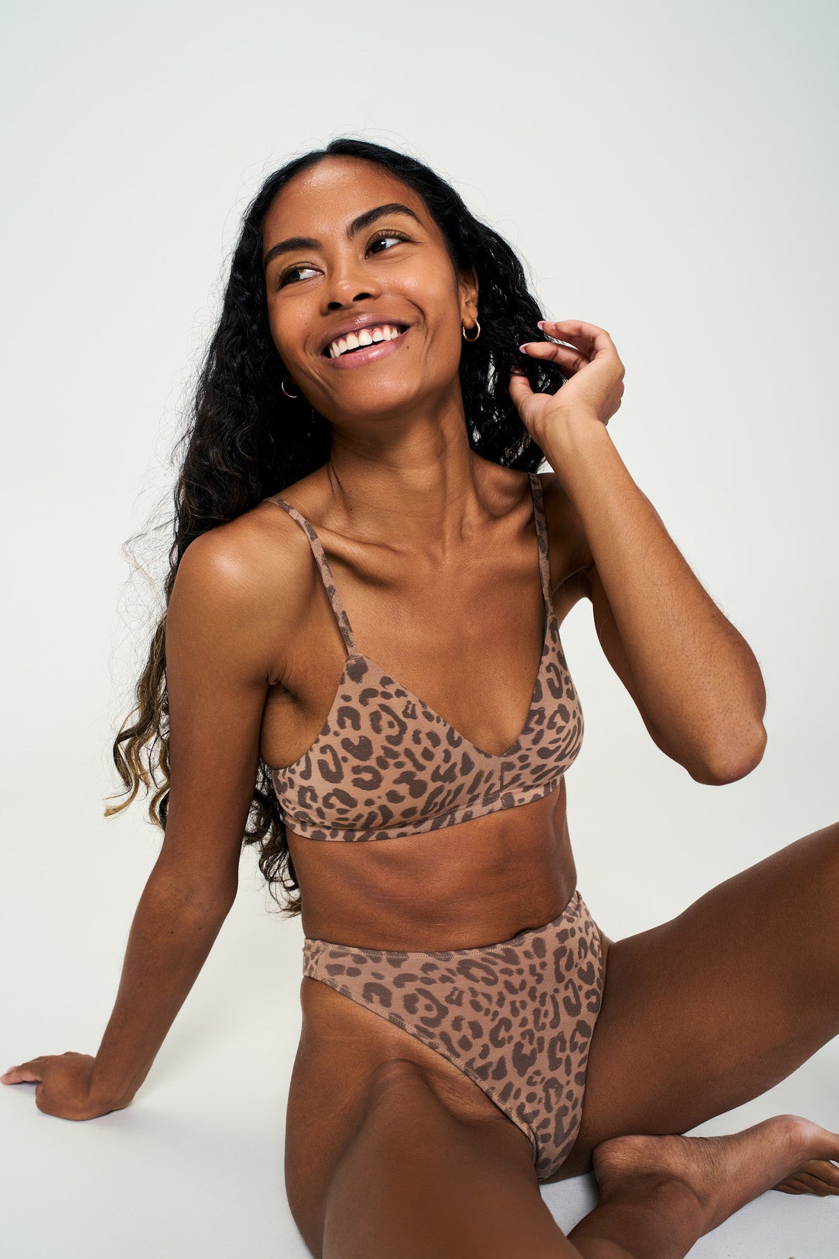 Leopard Tan | Model is wearing size XS bra & XS undie