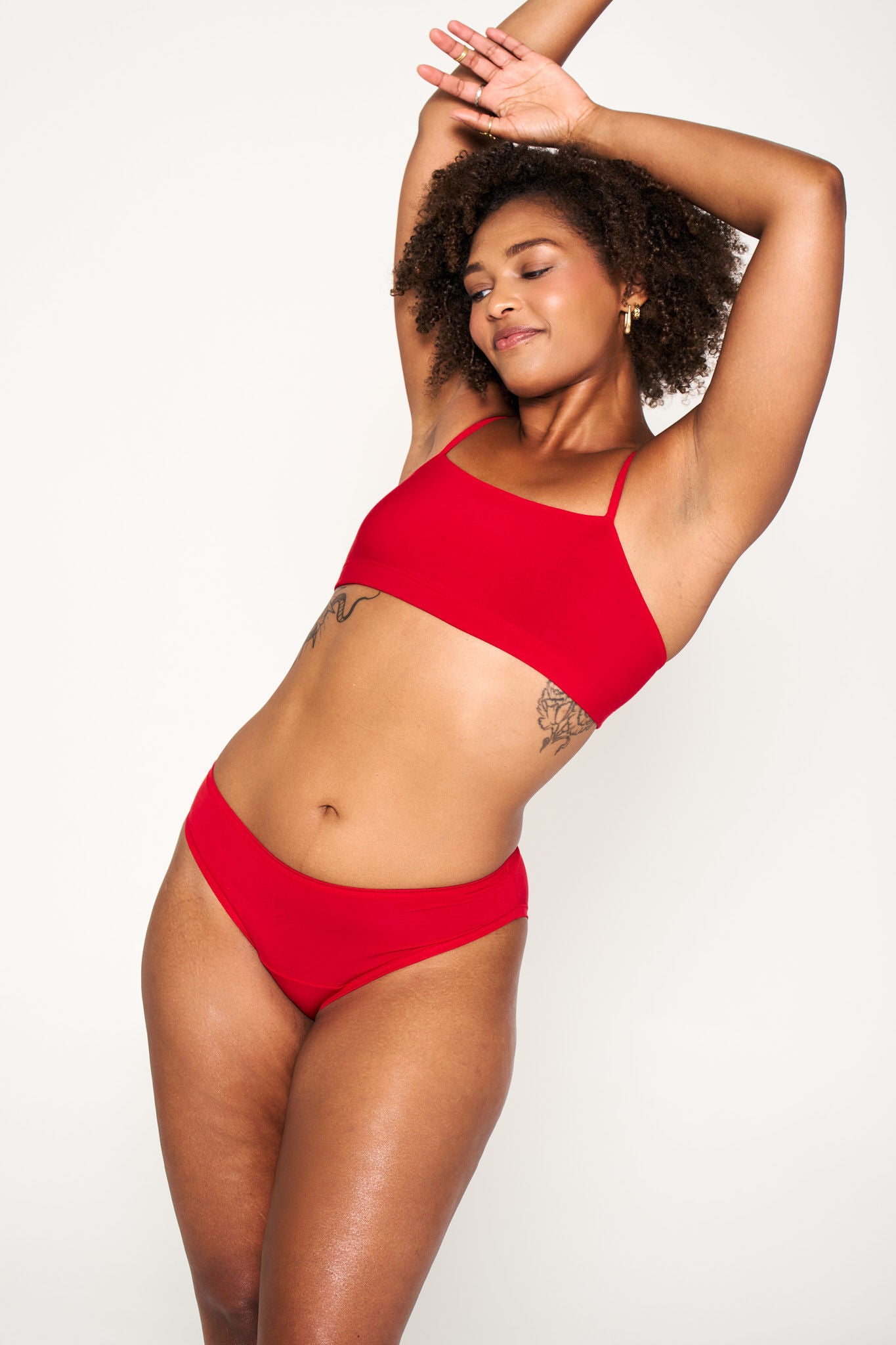 Power Play Red | Model is wearing size L undie & M bra