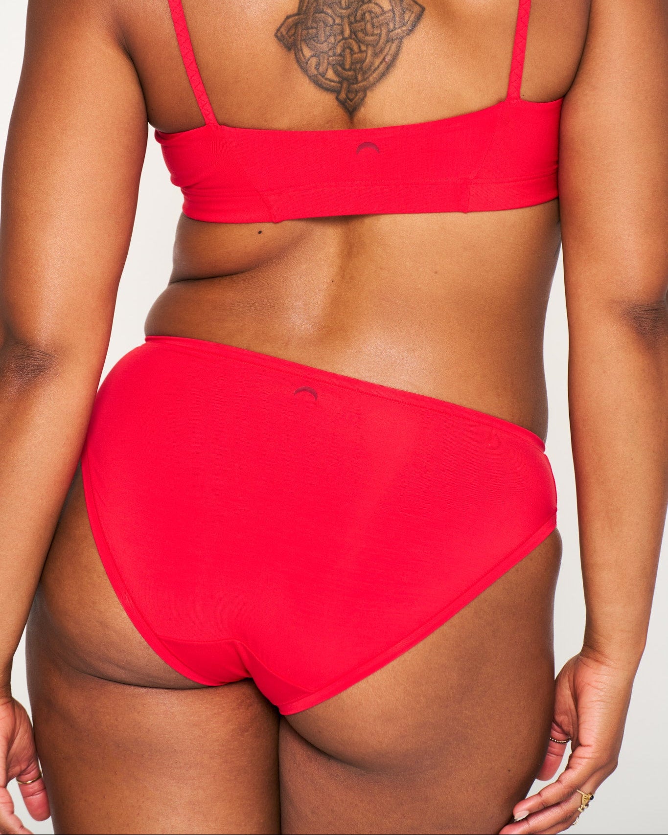 Power Play Red | Model is wearing size L undie & M bra