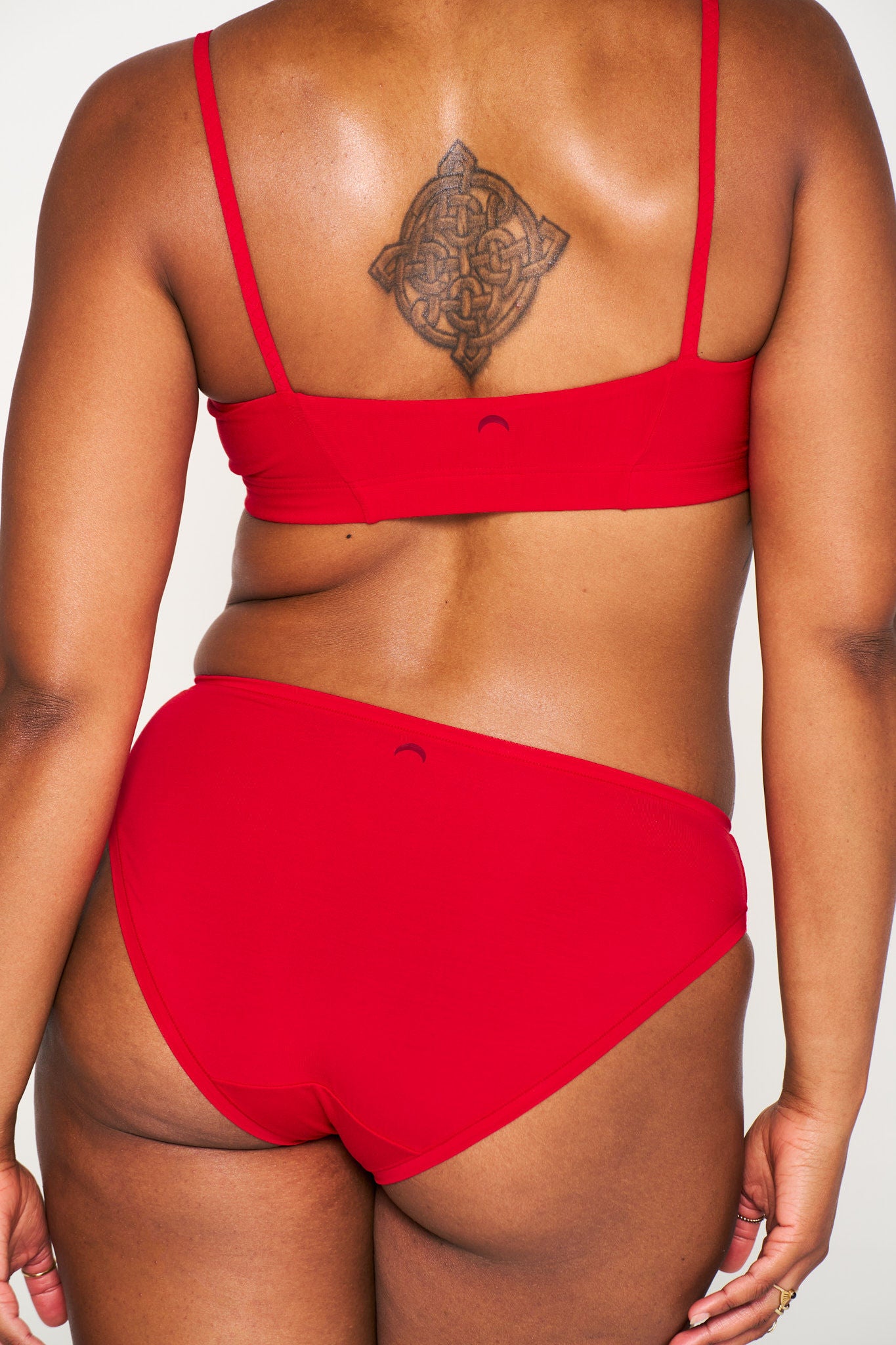 Power Play Red | Model is wearing size L undie & M bra