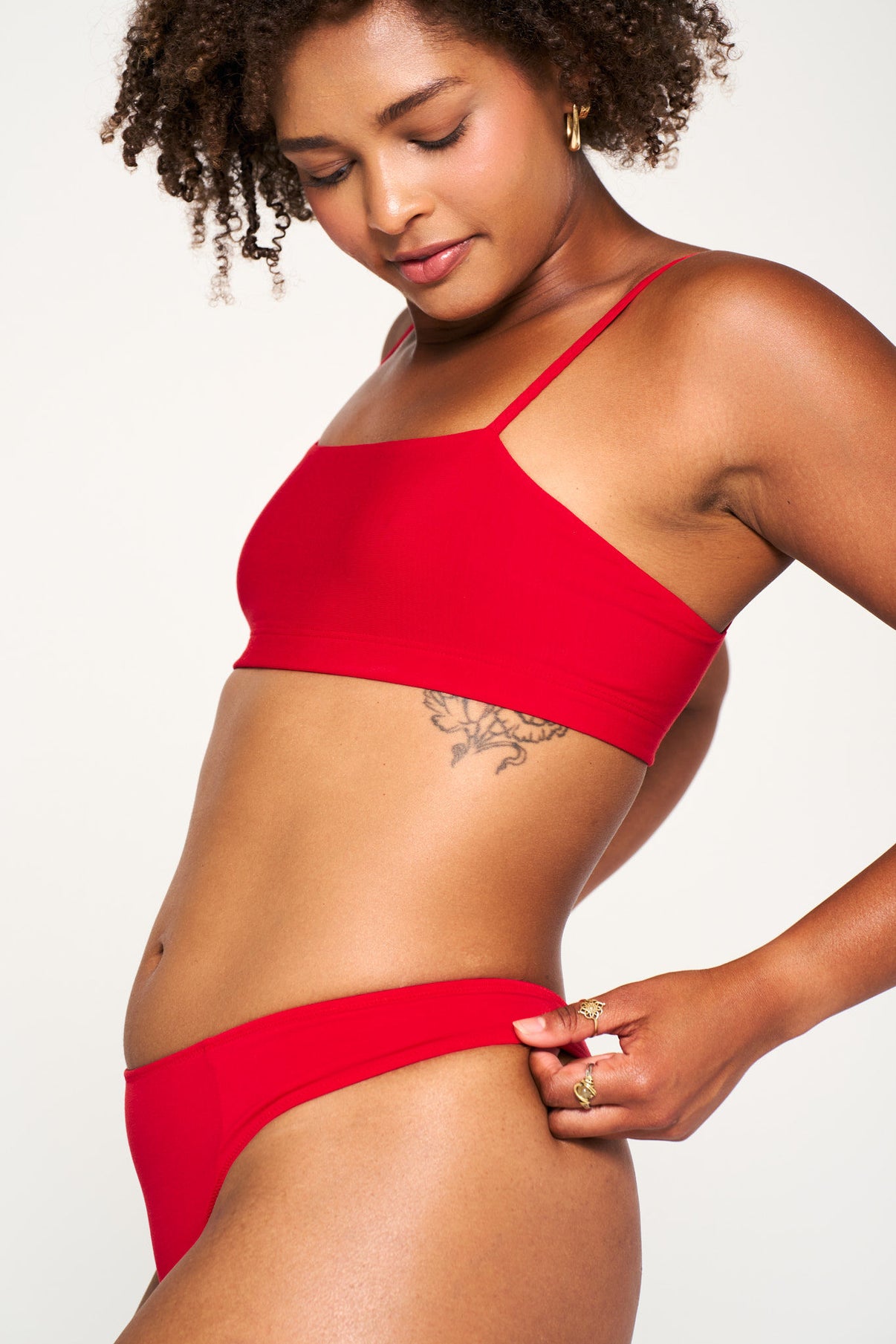 Power Play Red | Model is wearing size L undie & M bra