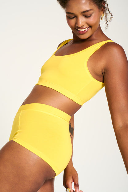 All Star Yellow | Model is wearing size L undie & M bra