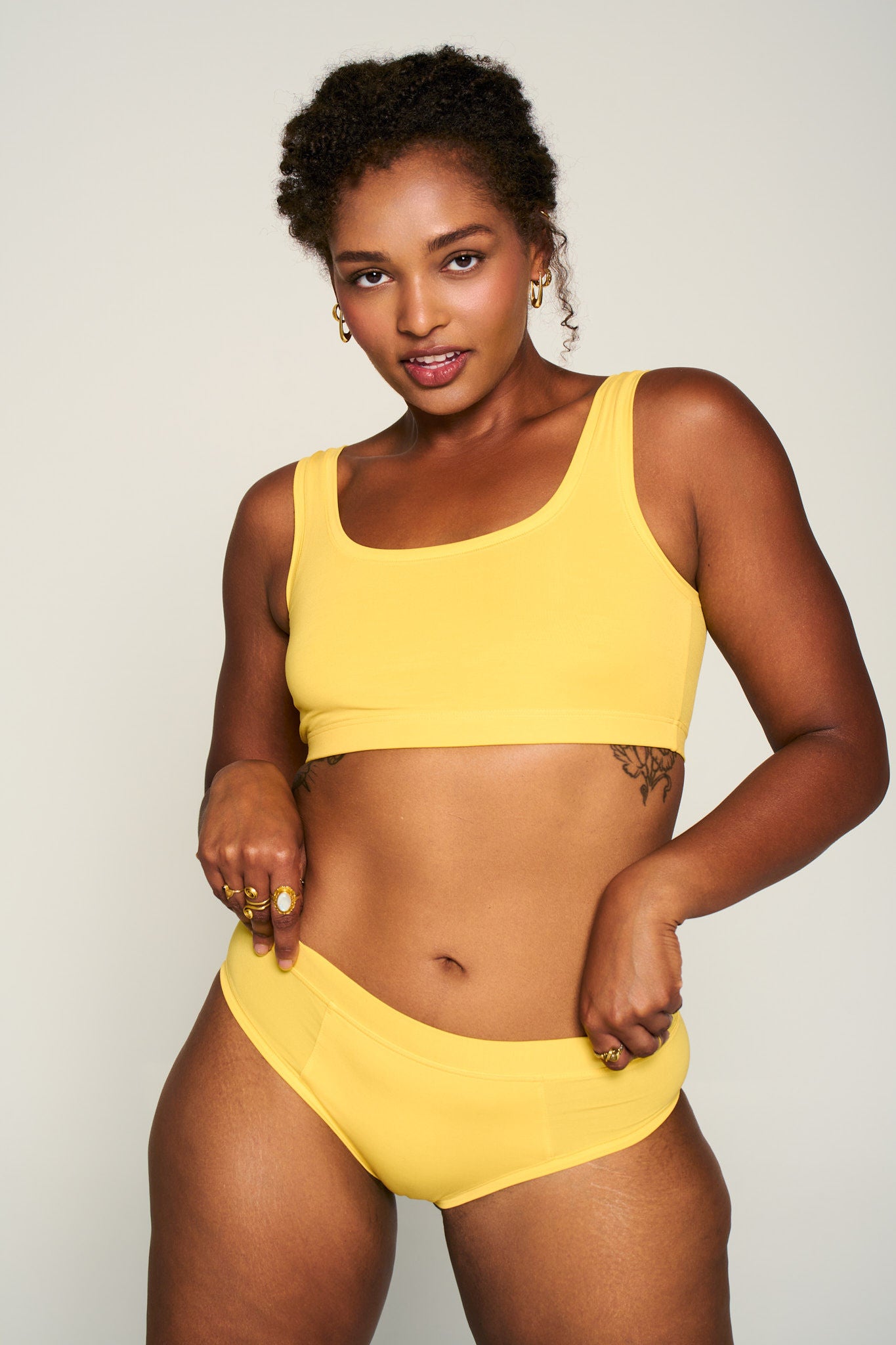All Star Yellow | Model is wearing size L undie & M bra