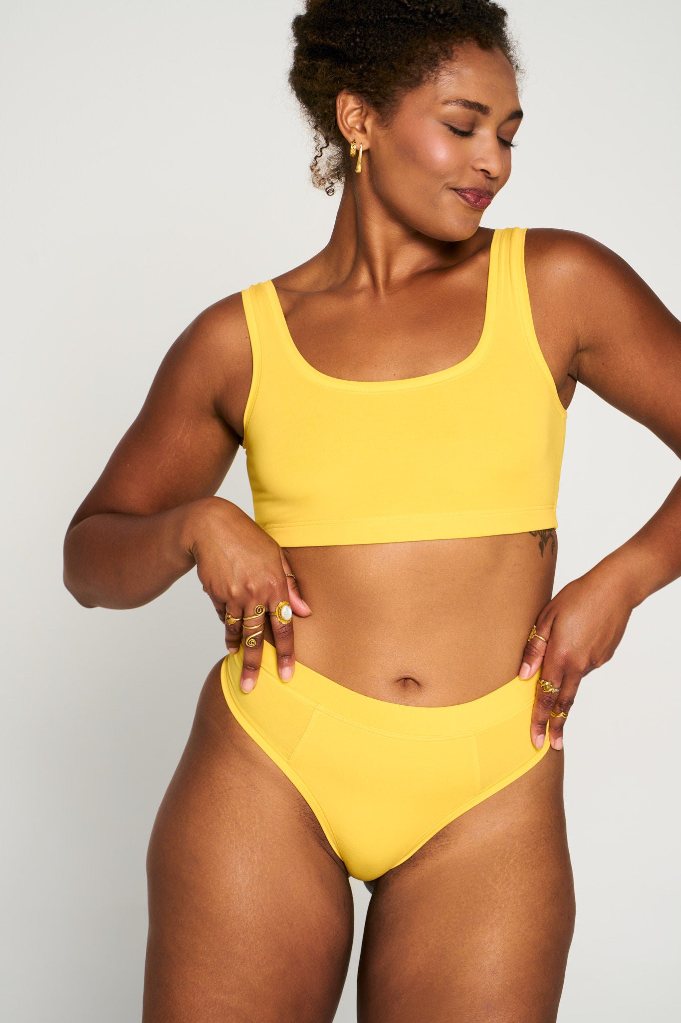 All Star Yellow | Model is wearing size L undie & M bra
