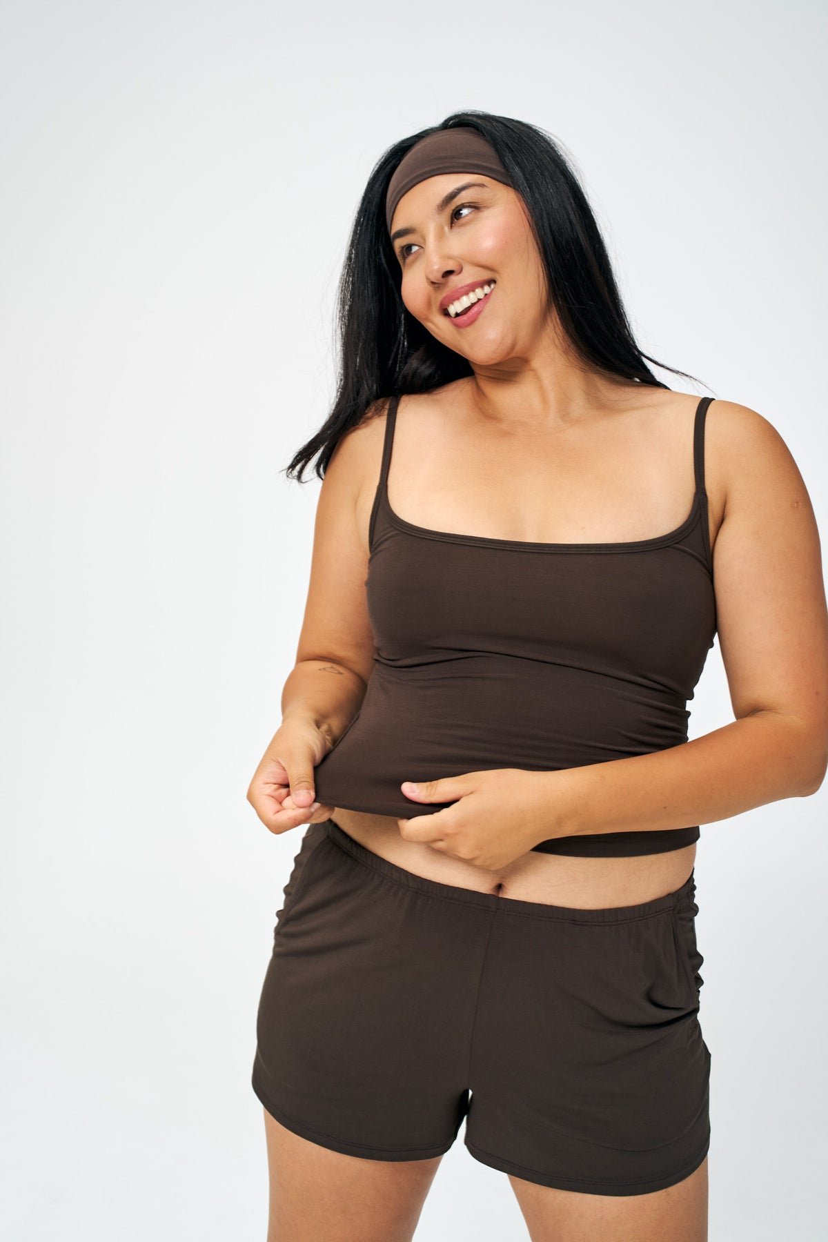 Java | Model is size M top, L bottom and 5'10"