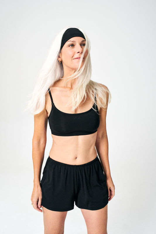 Black | Model is size XS top, S bottom and 5’8”