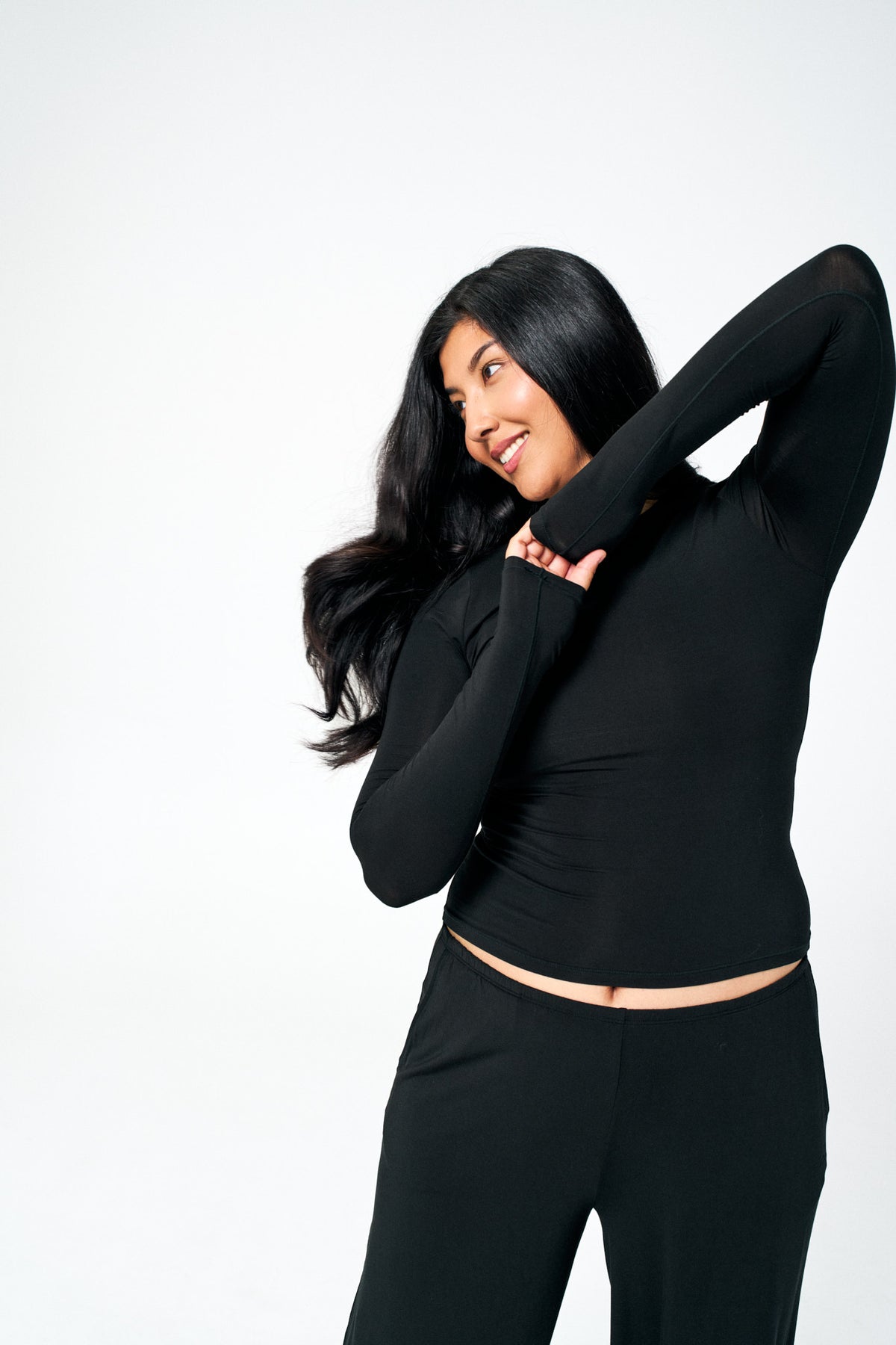 Black | Model is size M top, L bottoms and 5’10”