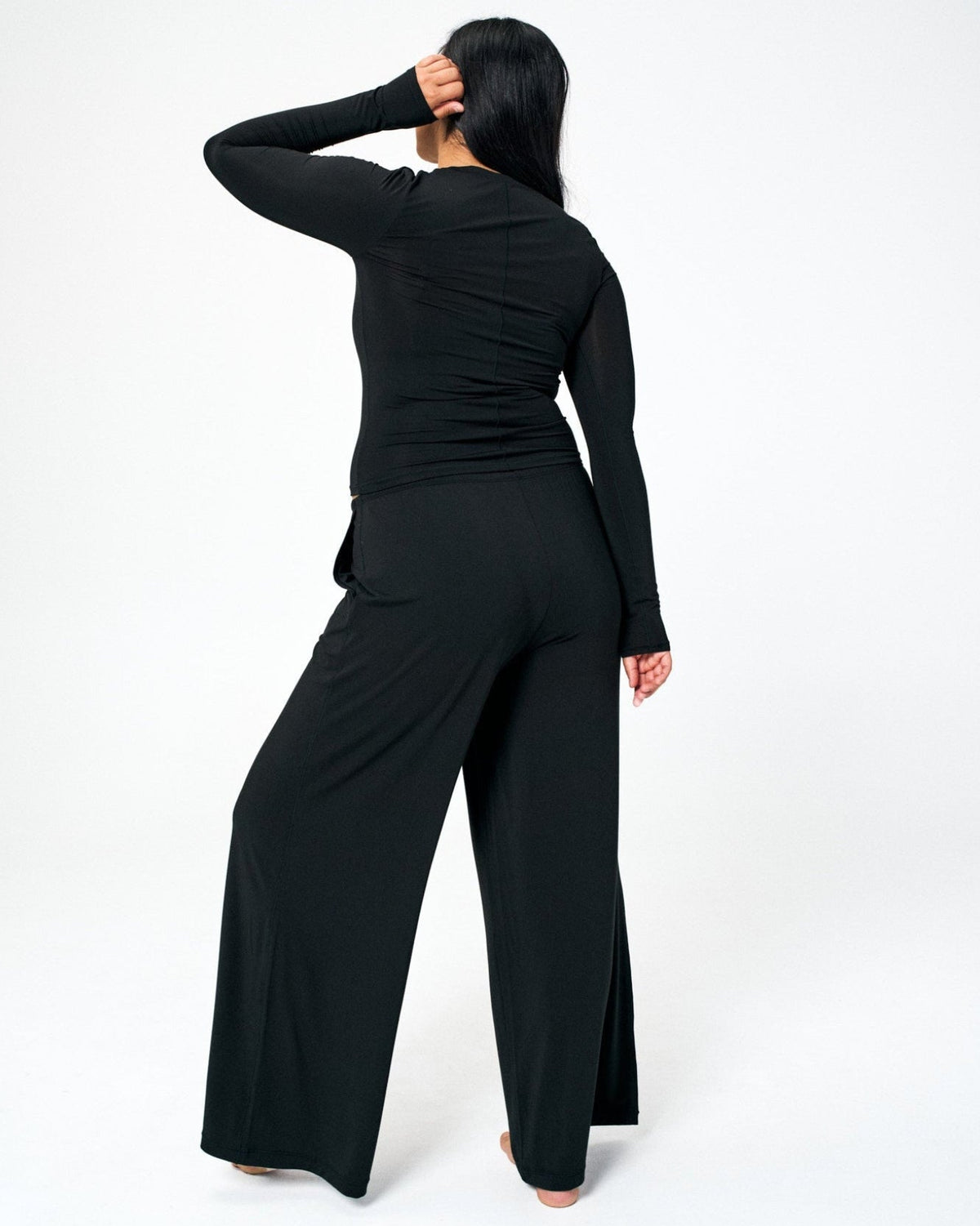 Black | Model is size M top, L bottom and 5'10"