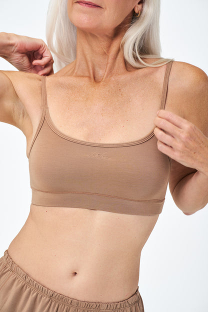 Tan | Model is size XS top, S bottom and 5’8"