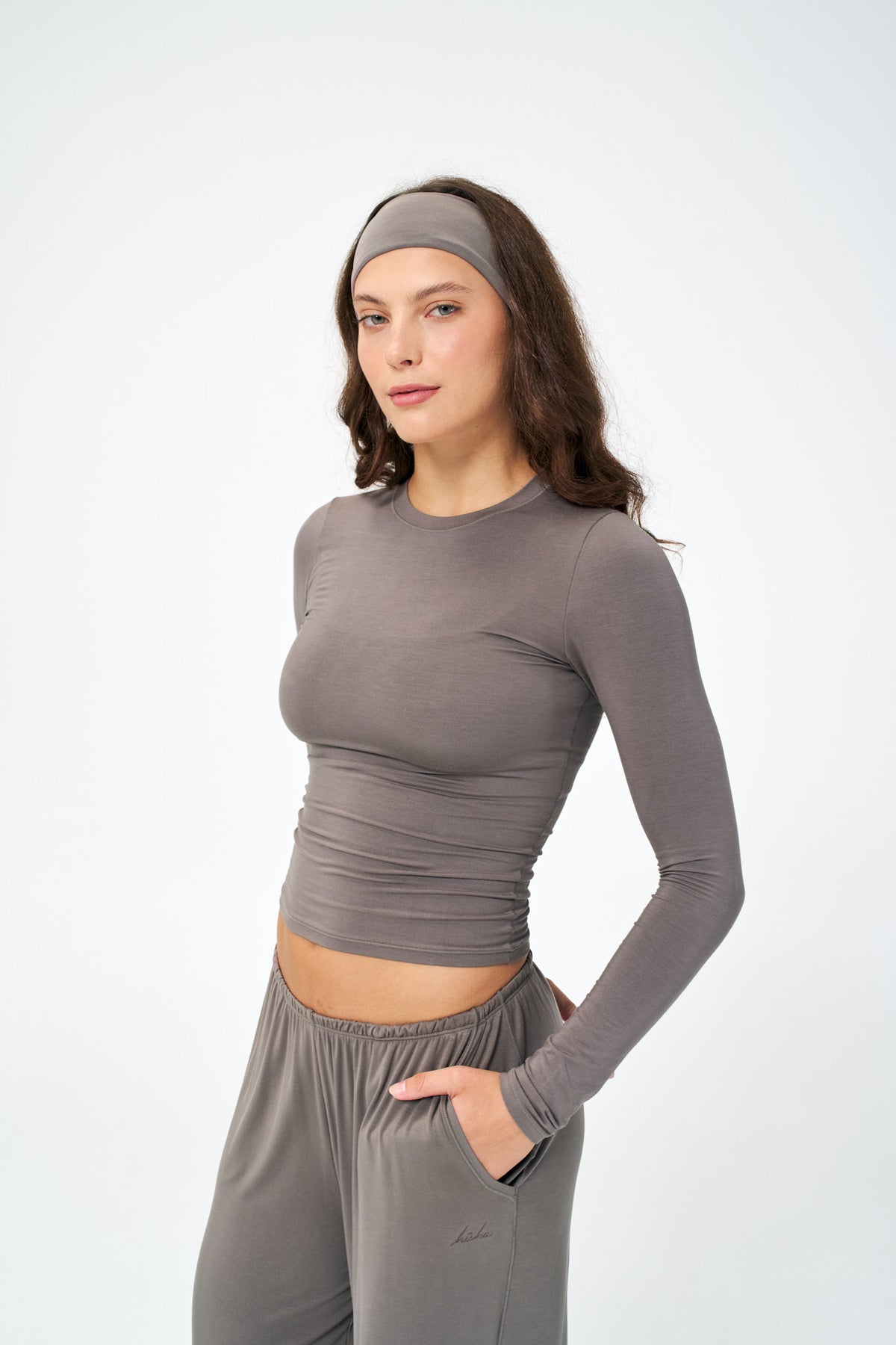 Iron | Model is size S top, XS bottom and 5’9”