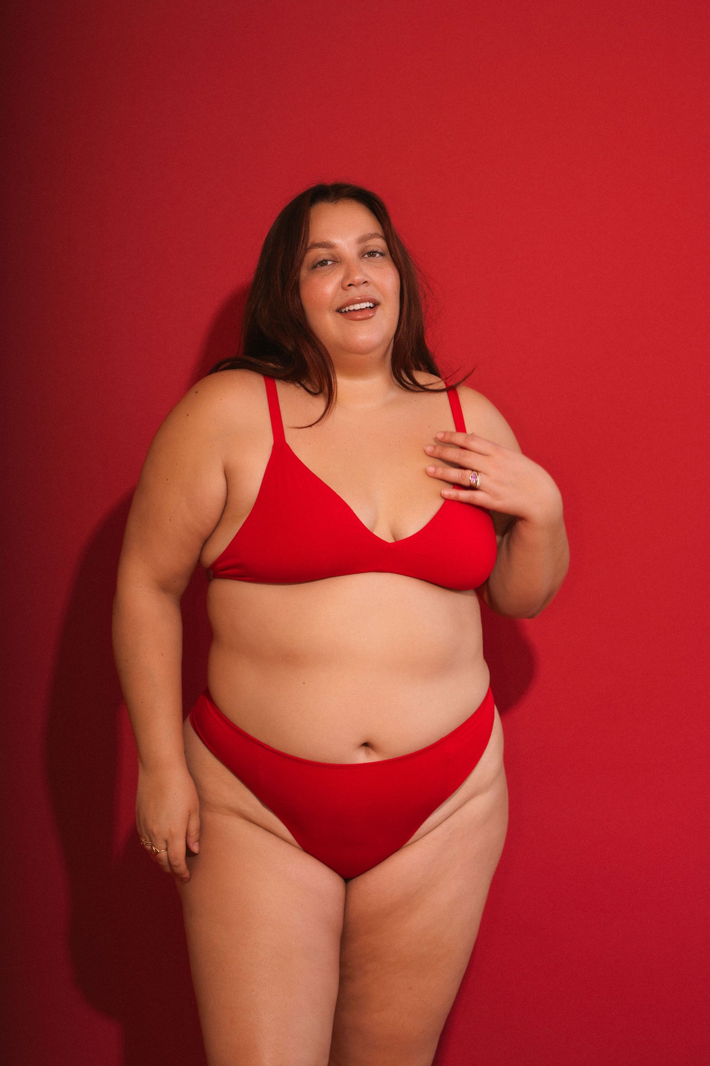 Red | Model is wearing size 2XL