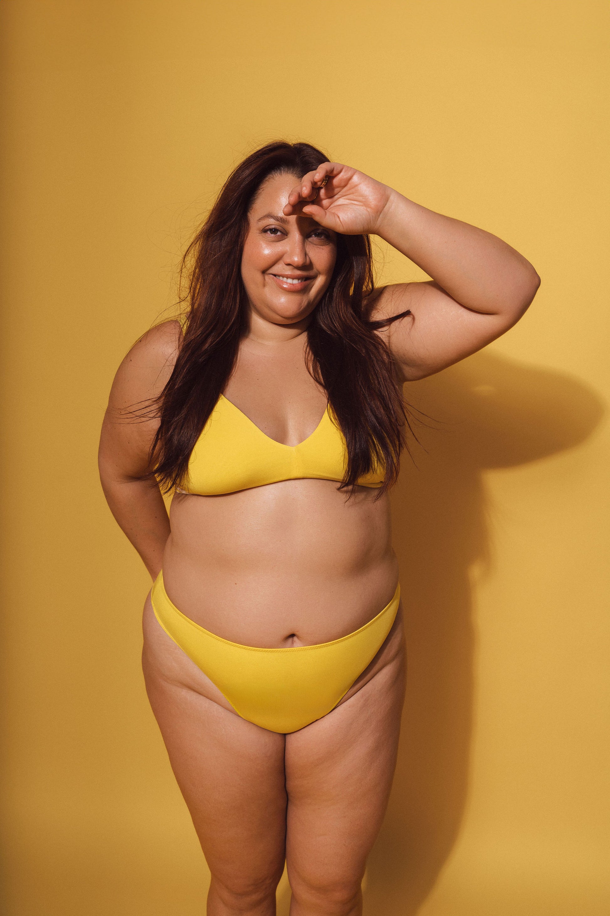 Yellow | Model is wearing size 2XL