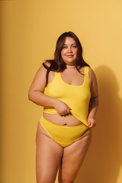 Yellow | Model is wearing size 2XL