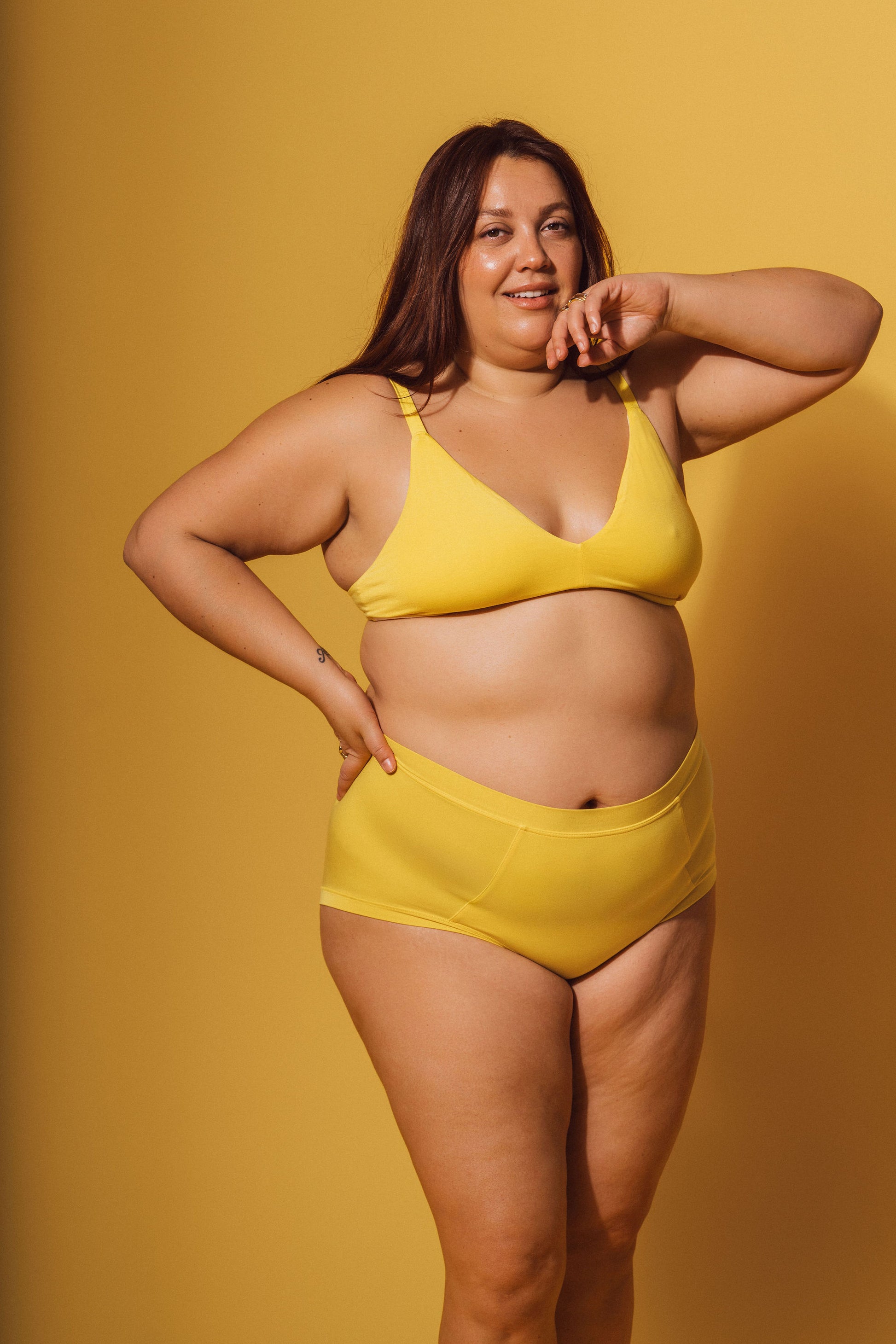 Yellow | Model is wearing size 2XL