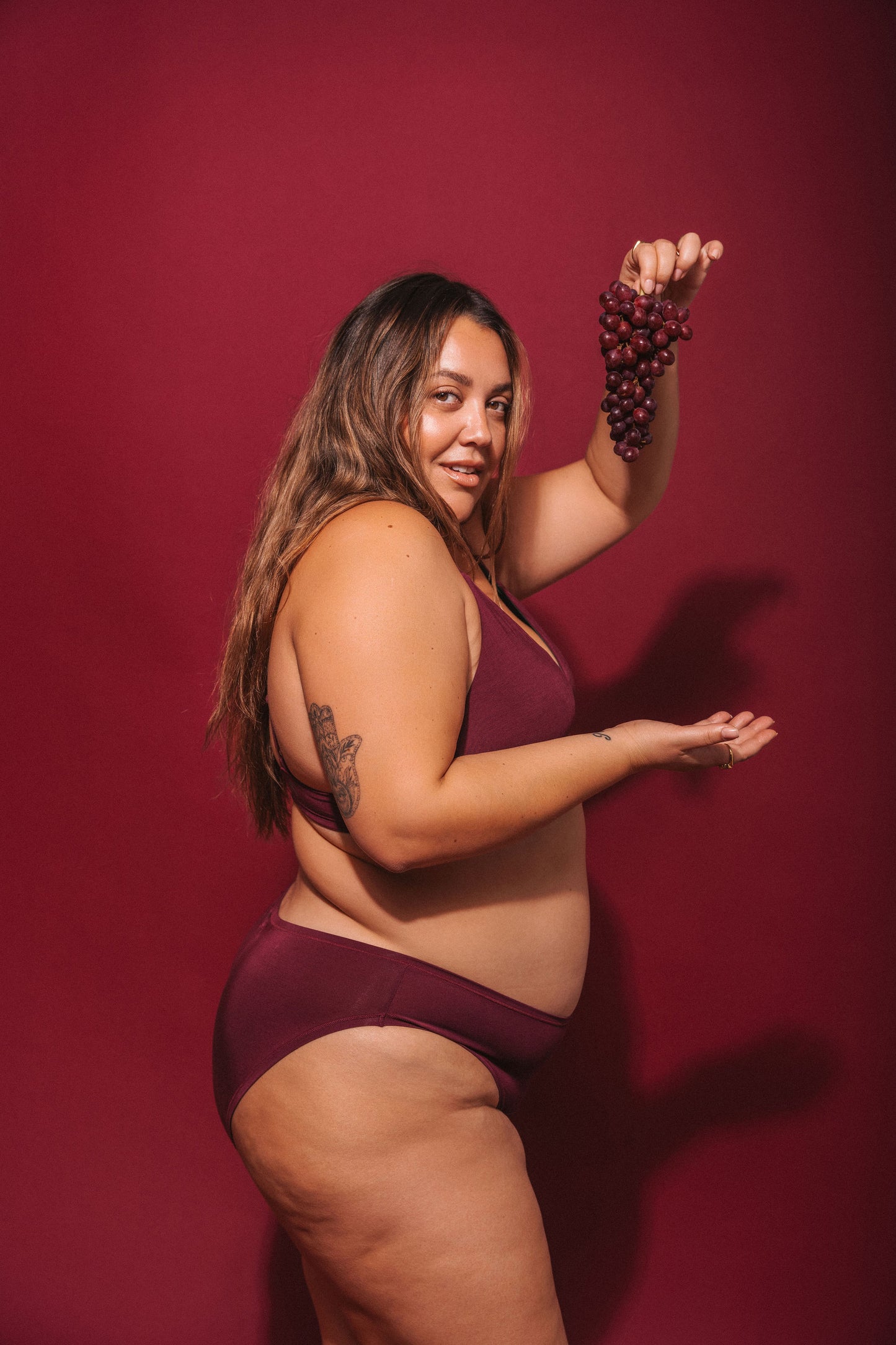 Maroon | Model is wearing size 2XL