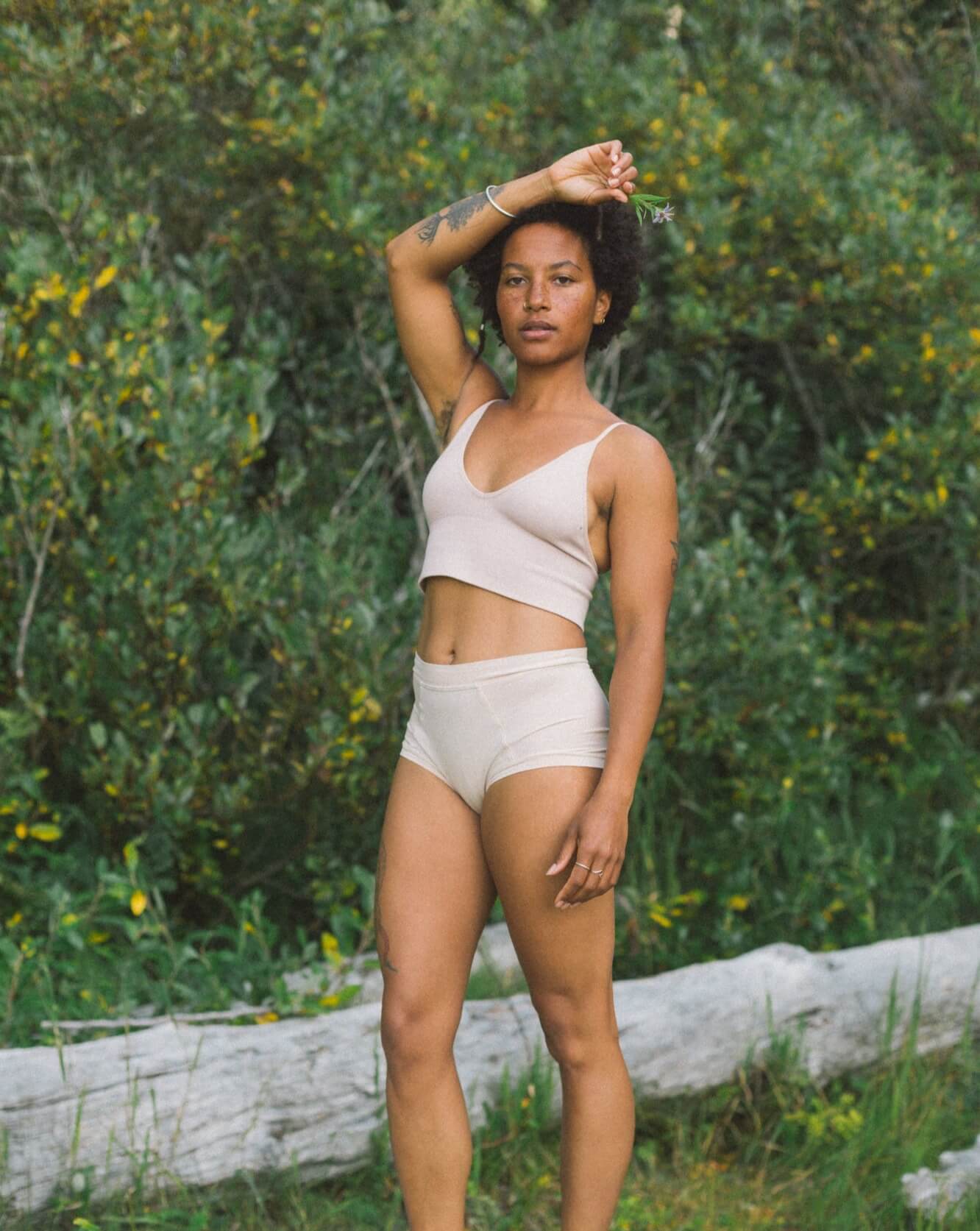 Beige | Model is wearing size M